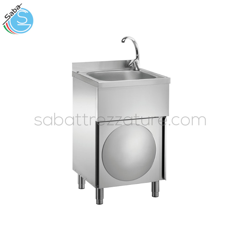 OFFERTA: Lavamani e utensili su mobile in acciaio inox, porta battente, miscelatore acqua calda/fredda vasca da 40x40x25(h) cm - Dimensioni (cm) 50 x 50 x 85(h) - Peso netto (Kg) 22