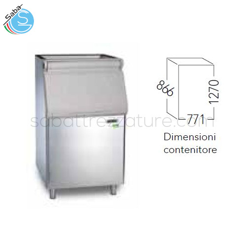 Contenitore R 190 per fabbricatore di ghiaccio SIMAG - Capacità contenitore kg: 243 - Dimensioni mm: 866x771x1270H - Peso kg: 70