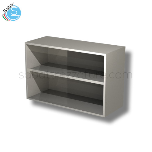 Pensile inox a giorno 1 ripiano 60x40x65H cm - Interamente in Acciaio Inox AISI 304 - Peso 16 kg