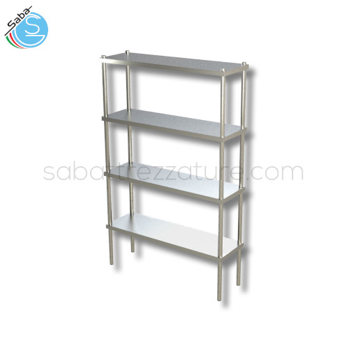 Scaffale inox 4 ripiani lisci 170x50x200H cm - 4 Ripiani - Interamente in Acciaio Inox AISI 304 - Peso 50 kg