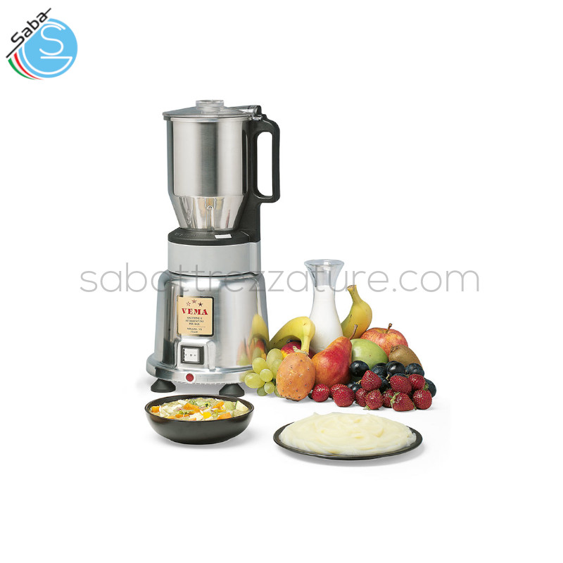 OFFERTA: FRULLATORE SUPER con bicchiere inox da 2,3 litri - Corpo in alluminio lucido - Interrutore a 2 velocità + impulso - Alimentazione monofase - Potenza 550W - Dimensioni cm. Ø 22 x 45h - Peso kg. 7 - VEMA FC 2084/F
