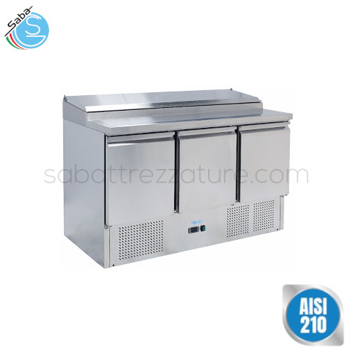 Saladette refrigerata in Acciaio Inox AISI 210 per insalate GN1/1 statica G-PS300-FC - Dimensioni esterne 1365 x 700 x 970(h) mm - Temperatura di lavoro +2°C/+8°C - Capacità n.8 x GN1/6 392 L - Assorbimento (W) 235 - Tensione 220-240V / 50Hz