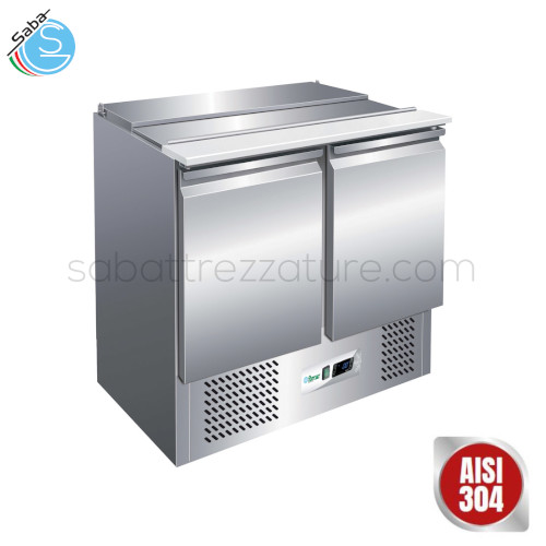 Saladette refrigerata in Acciaio Inox AISI 304 per insalate GN1/1 statica G-S900 - Dimensioni esterne 900 x 700 x 850(h) mm - Temperatura di lavoro +2°C/+8°C - Capacità 2x GN1/1+3 x GN1/6 240 L - Assorbimento (W) 155 - Tensione 220-240V / 50Hz