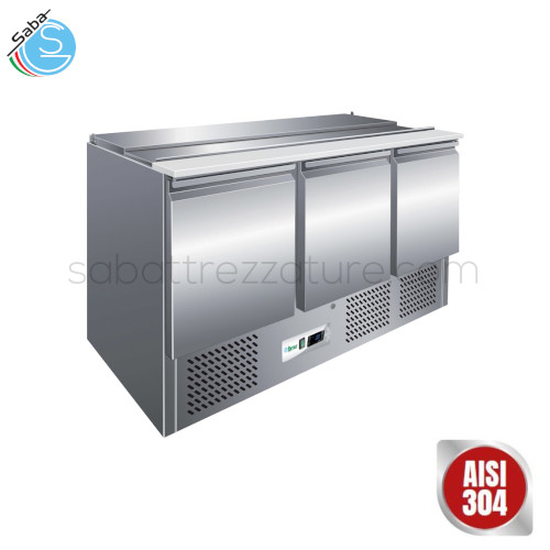 Saladette refrigerata in Acciaio Inox AISI 304 per insalate GN1/1 statica G-S903 - Dimensioni esterne 1365 x 700 x 850(h) mm - Temperatura di lavoro +2°C/+8°C - Capacità n.4 x GN1/1 368 L - Assorbimento (W) 235 - Tensione 220-240V / 50Hz