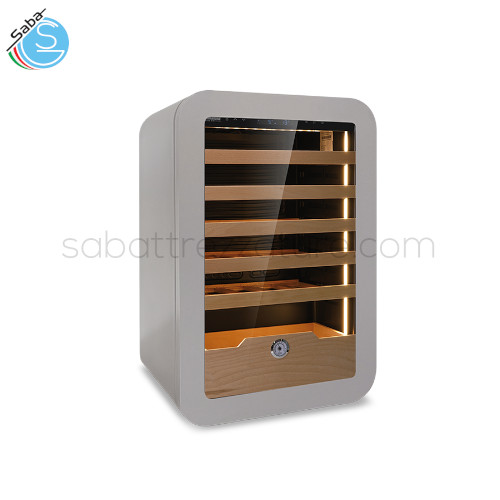 Frigo vini ventilato +2 °C / +20 °C VINARIUS 40 GRY - Dim. est. LxPxH 540x550x830 mm - Capac. 36 bott. da 75 cl - Mensole in legno ad estrazione a carrello N.5 mm 435x430 / N.1 cassetto mm 390x280x150 - Peso Kg 43,5 - Alim. Monofase - Assorb. W 75