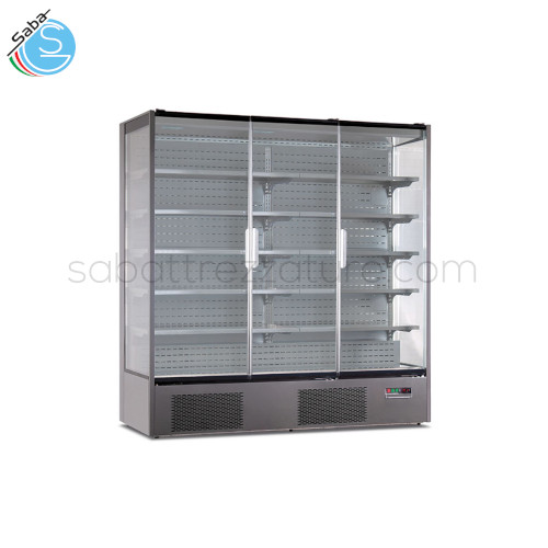 Armadio murale 3 lati vetro, tre porte ventilato, 1 °C / +10 °C, VISION 150 - Dim. Est. mm 1935 x 740 x 2010 - Volume Netto Lt. 1147 - Illum. Led - Mensole (LxP) N° 10 mm 935 x 450 - Peso Netto Kg 370 - Alimentazione Monofase