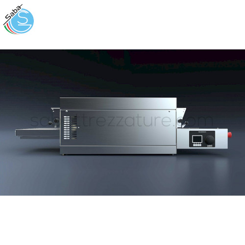 Forno TUNNEL TL45 TOUCH - Produt. oraria: Pizze diam. 35 34/h, Pizze diam. 45 15/h, Teglie 60x40 7/h - kW Max/h 8/5 - Alim. 400 Volt 50 Hz Ph 3N - Dim. camera cottura est. 150 x 70 x 39 cm - Dim. camera cottura int. 80 x 45 x 8 cm - Peso 112 Kg