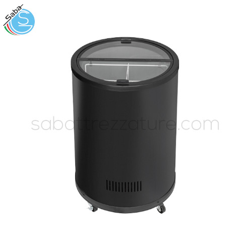 Congelatore a pozzetto 80 Lt con porta vetro HN 80 - Capacità 77 L - Consumo 1.26 Kw / 24h - Dimensioni Cm Ø 56,9 x 84,9 h - Peso netto 29 Kg - Temperatura -18°C/-10°C