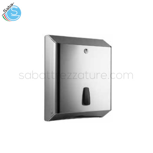 Dispenser carta asciugamani interfogliata a Z - 325x120x255mm in materiale AISI 304 - Capacità 250 fogli circa - Chiusura con serratura a chiave - Area interna utile 105x245mm