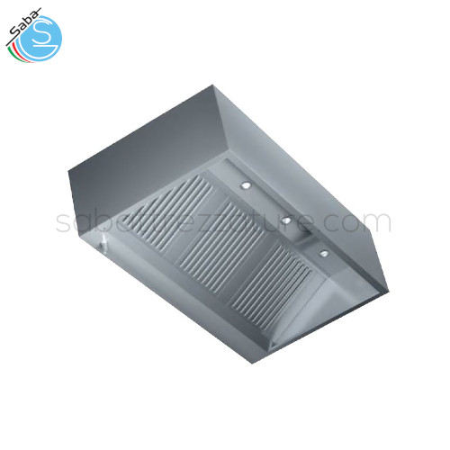 Cappa serie cubica a parete senza motore 240Lx90Px45H cm in acciaio inox 18/10 AISI 304 - Filtri 5 - Luci led spotlight 6 - Portata 2700 mc/h - Peso 99 kg