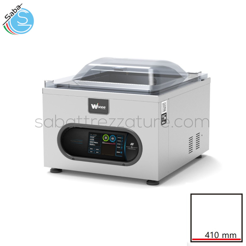 OFFERTA: Sottovuoto da banco WAAGE TOUCH 41 realizzata in acciaio Inox pannello comandi touch 7 pollici 100 programmi memorizzabili - Dimensione macchina 515x596x370 mm - Dimensione vasca 417x450x200 mm