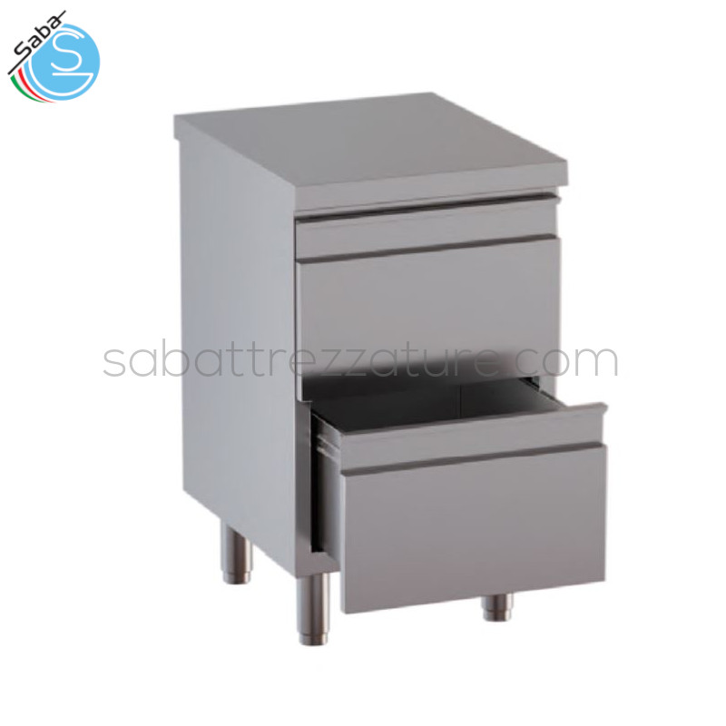 OFFERTA: Cassettiera inox 2 cassetti 50X60X85H