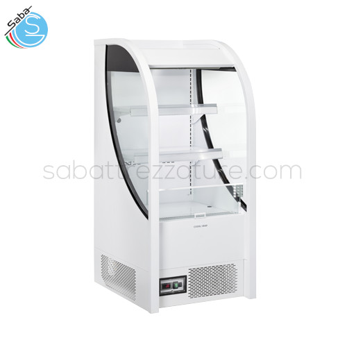 Vetrina ventilata (Colore Bianco) con frontale aperto FT 188 COOL HEAD - Capacità 180 L - Dimensioni 64x60x145,7H cm - Peso netto 129 Kg - Potenza Nominale 650 W - Consumo 12.66 Kw / 24h - Temperatura +2°C ~ +10°C - Alimentazione monofase