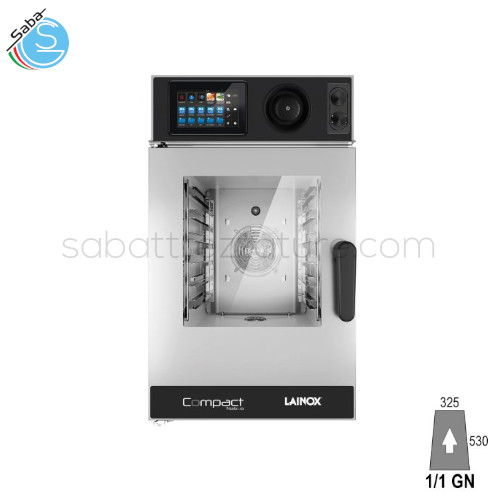 Compact Naboo Reloaded mod. COEN061R LAINOX - Forno misto elettrico a vapore diretto - 6 x 1/1 GN - Cotture automatiche interattive - Comandi con schermo touch screen - Dimensioni esterne (L x P x H) mm: 510 x 800 x 880