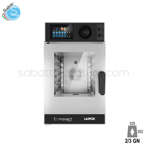 Compact Naboo Reloaded mod. COEN026R LAINOX - Forno misto elettrico a vapore diretto - 6 X 2/3 GN - Cotture automatiche interattive - Comandi con schermo touch screen - Dimensioni esterne (L x P x H) mm: 510 x 625 x 880