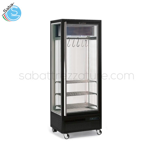 Vetrina frigo per carne MEAT 302 TECFRIGO - Temperatura °C +1/+6 - Dimensioni LxPxH mm 730x625x2015 - Refrigerazione STATICA - Capacità L 400 - Ripiani 3 RIPIANI GRIGLIA mm 572x402 - Colore Nero - Alimentazione Monofase