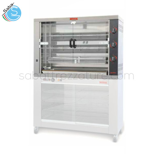Girarrosto elettrico verticale ASADOR 15F EL MC - DIM. EXT. AxBxH cm 119x48x82 - SCHIDIONI Nr 3 - POLLI Nr 15/18 - PESO Kg 80 - POTENZA Kw 9,9 - ALIMENTAZIONE Trifase