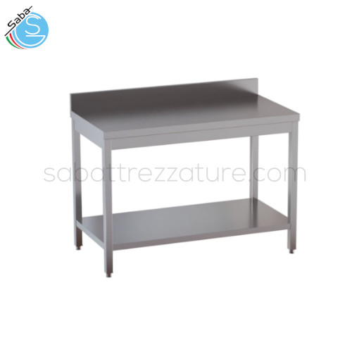 Tavolo inox su gambe con piano di fondo e alzatina 100x70x85H cm - Peso netto: 32 kg