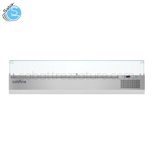 Vetrina porta ingredienti 2005 mm GN1/4 +2°+10°C con vetri VP20/9N COLDLINE - Dimensioni 2005×322×485 mm - Peso netto 65 Kg - Alimentazione Monofase - Assorbimento 250W