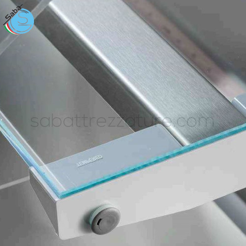 Mensola intermedia in vetro temperato con supporti MR 80 VDP 100