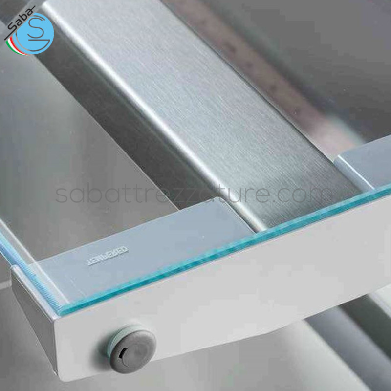 OFFERTA: Mensola intermedia in vetro temperato con supporti MR 80 VDP 250