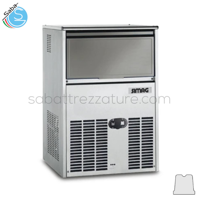 OFFERTA: Fabbricatore di ghiaccio in cubetti pieni SIMAG SCE 40 ARIA - Produzione kg/24h : 40 - Capacità contenitore kg : 15 - Dimensioni mm L 467 x P 570 x A 690