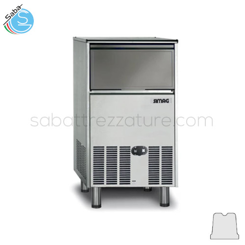 Fabbricatore di ghiaccio in cubetti pieni SIMAG SCE 50 ARIA - Produzione kg/24h : 48 - Capacità contenitore kg : 22 - Dimensioni mm L 467 x P 570 x A 788+92