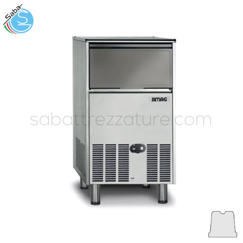 Fabbricatore di ghiaccio in cubetti pieni SIMAG SCE 65 ARIA - Produzione kg/24h : 58 - Capacità contenitore kg : 22 - Dimensioni mm L 467 x P 570 x A 788+92