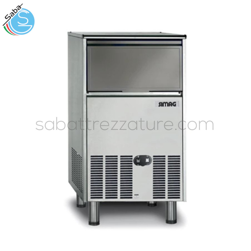 OFFERTA: Fabbricatore di ghiaccio in cubetti pieni SIMAG SCH 65 AS OX - Produzione kg/24h : 58 - Capacità contenitore kg : 22 - Dimensioni mm L 467 x P 570 x A 788+92