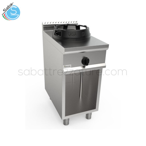 Cucina Wok ad un fuoco Lady 700 CASTA - Modello su vano a giorno - Dimensioni (LXPXH) cm 40x70x85 - Peso (Kg) 46 - Potenza gas (kW) 14,0 kW - Bruciatori 1 - Combinazione bruciatori Mod. T 14,0 kW