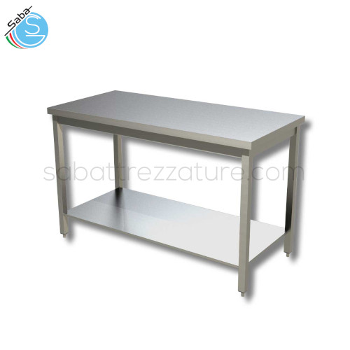 Tavolo inox su gambe con piano di fondo 150x70x85H cm - Peso netto: 42 kg