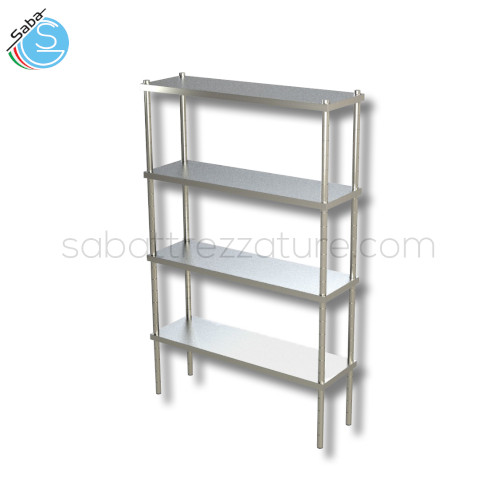 Scaffale inox 4 ripiani lisci 120x60x200H cm - Peso netto: 38 kg