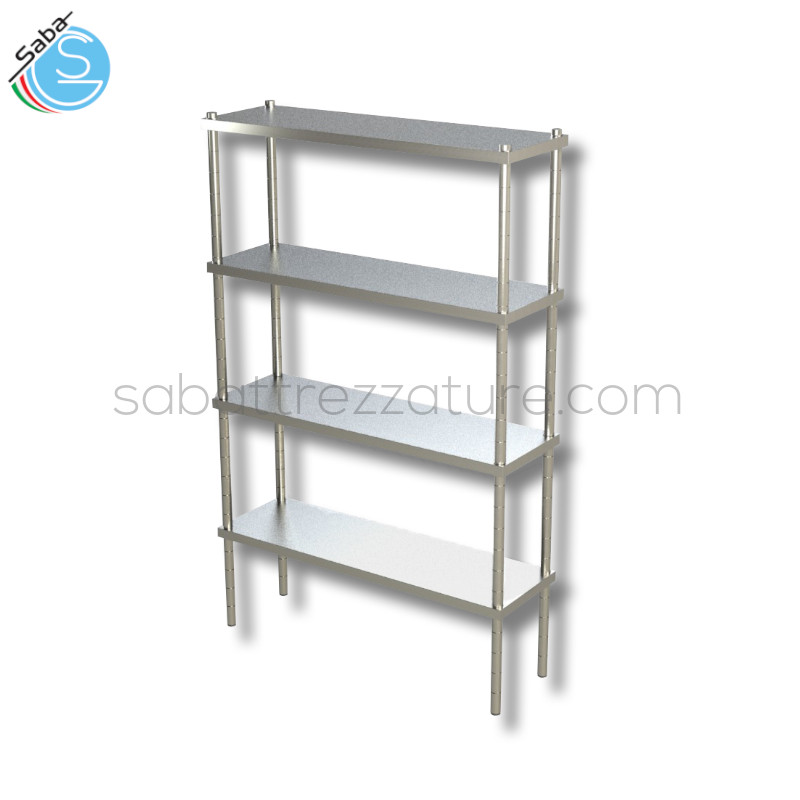 OFFERTA: Scaffale inox 4 ripiani lisci 120x60x200H cm - Peso netto: 38 kg