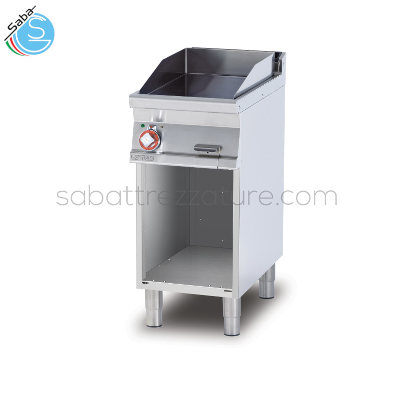 OFFERTA: Fry-top elettrico liscio, su mobile a giorno, piastra cm 36x51 - Dimensioni cm. 40x 70,5x 90h - Potenza elettrica 5,55 kw - Voltaggio 400v~3n - Frequenza 50/60 hz - Peso 64 kg - Volume 0,368 m³ - FTL-74ET LOTUS