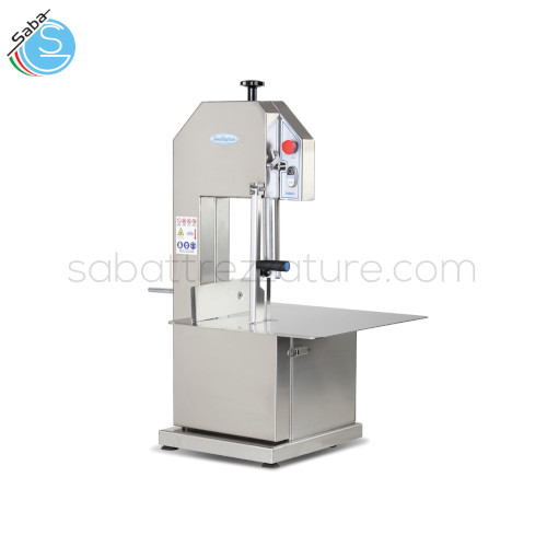 Segaossi serie inox SEG1600 I Swedlinghaus - Lunghezza nastro 1610 mm - Altezza utile taglio 180 mm - Larghezza utile taglio 165 mm - Dimensioni piano 480x530 mm - Alimentazione 400 V trifase - Potenza motore 1 HP Kw 0,75 - Peso 55 kg