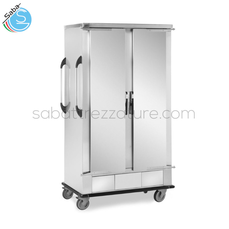 OFFERTA: Carrello portateglie cap.40 teglie 40x60 cm SCP40P - Struttura in acciaio inox cm. 1320x750x2000H a 2 ante - Peso: 154,0 kg - Volume: 1,98 mq