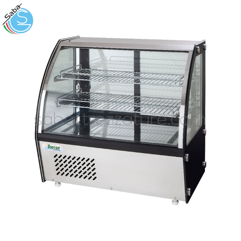 OFFERTA: Espositore refrigerato vetro curvo ventilati G-VPR120 FORCAR - Temp. di lavoro +2°C/+8°C - Dim. esterne 695 x 580 x 670(H) mm - Dim. interne 663 x 498 x 384(H) mm - Cap. 120 L - Refrigerazione ventilata - Assorbimento (W) 160 - Peso (Kg) 70