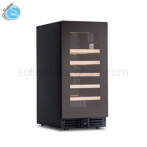 Frigo vini ventilato CW 37 G1TB Klimaitalia - Capienza Btg cl.75 28 - Mensole in legno - Temperatura Range +2 °C / +20 °C - Volume Netto-Lordo Lt. 85 / 88 - Assorbimento W 80 - Alimentazione monofase - Dimensioni Esterne (LxPxH) mm. 380 x 573 x 820