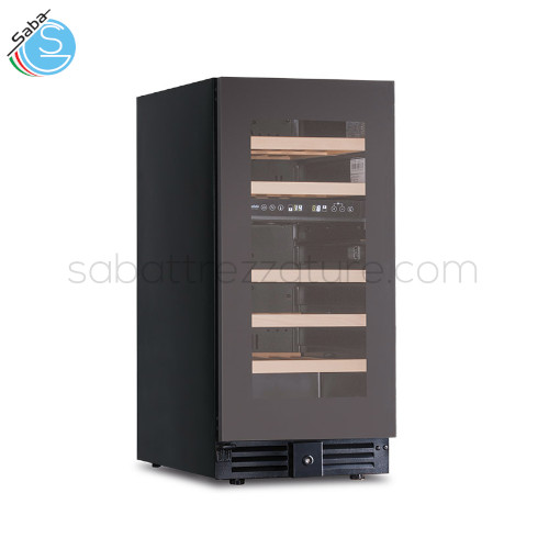 Frigo vini ventilato CW 37 G2TB Klimaitalia - Capienza Btg cl.75 28 - Mensole in legno - Temp. Range +2 °C / +12 °C | +12 °C / +20 °C - Volume Netto-Lordo Lt. 83 / 86 - Assorbimento W 80 - Alim. monofase - Dim. Est. (LxPxH) mm. 380 x 573 x 820