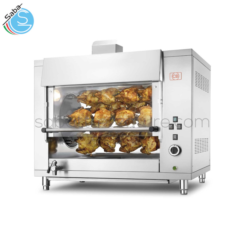 OFFERTA: Girarrosto planetario a gas per 20 polli e con 5 aste P7/5 (20P) CB - N. camere 1 - Dimensioni cm. L 100,8 X P 66 X H 90 - Bruciatori 1 - Tensione 230V~ - Potenza (KW) 0,18 - Peso (kg) 123