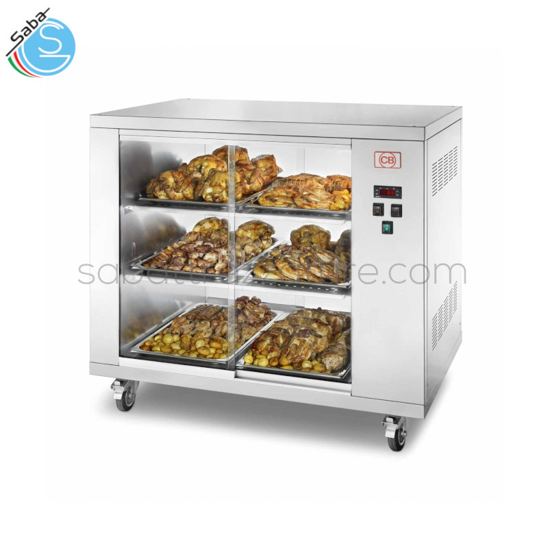 OFFERTA: Vetrina ventilata calda su ruote con vetri scorrevoli su entrambi i lati e 2 ripiani VR-20 CB ITALY - Temp. °C 30 - 90 - Larghezza cm 100,8 - Profondità cm 66 - Altezza cm 95,5 - Ripiani 2 - Tensione 230V~ - Potenza KW 2,2 - Peso kg 69