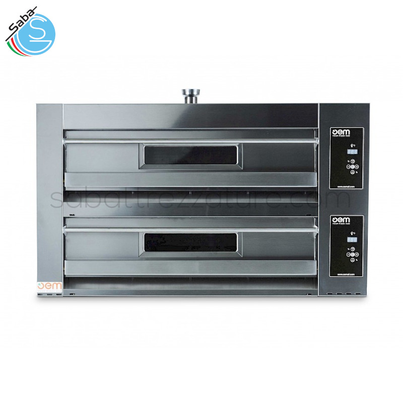 OFFERTA: Forno elettrico statico OEMDOMITOR1230LDG - Nr. cam. 2 - Cons. medio orario per cam. 5,2 kW/h - Dim. est. blocco cam. cottura 125Lx97Px73H cm - Dim. cam. cottura 93Lx63Px10,5÷14H cm - Max Temp. 400°C - 181 Kg - Volt 400