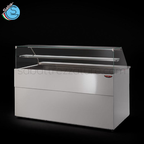 Banco alimentare refrigerato 1802 mm CG VD-1M PK4V TECNODOM - Con Gruppo incorporato - Con vetri dritti + 1 mensola intermedia - Dim. (mm) L 1802 x P 940 x H 1224 - Numero vassoi : 4 - Temp. : +2°C ~ +6°C - Alimentazione Monofase