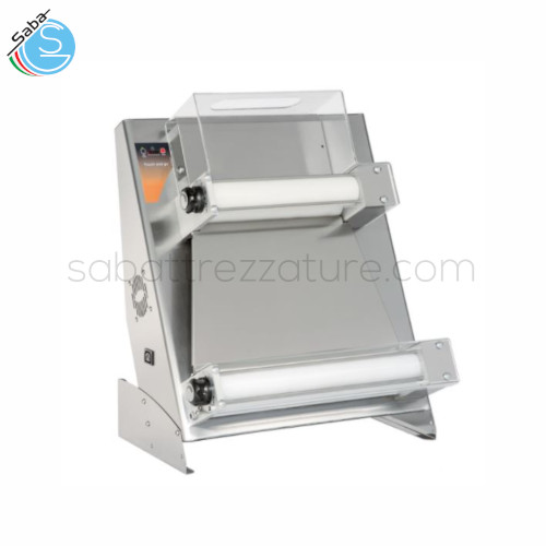 Stendipizza Dilaminatrice SGDSA420RPTAG - Peso pasta gr	220 ~ 900 - Diametro pizza cm 26 ~ 40 - Alimentazione Volt 230 - Potenza Kw 0,25 - Dimensioni macchina cm	58,5Lx43,5Px71,5H - Peso netto Kg 37