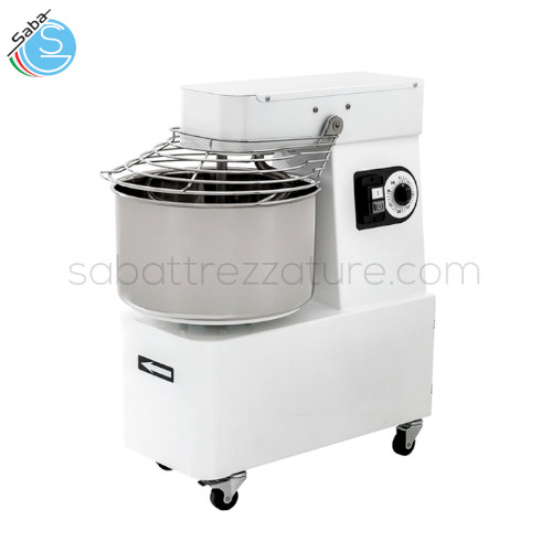 Impastatrice a spirale PF502V SABA - Peso pasta Kg 42 - Capacità Lt 48 - Impasto / ora Kg 128 - Diametro vasca cm 45 - Alimentazione volt 400 - Potenza velocità 2 Kw - Hp 1,50 - 2,20 | 2,00 - Dim. cm L x P x A 48 x 80,5 x 85 - Peso netto Kg 98