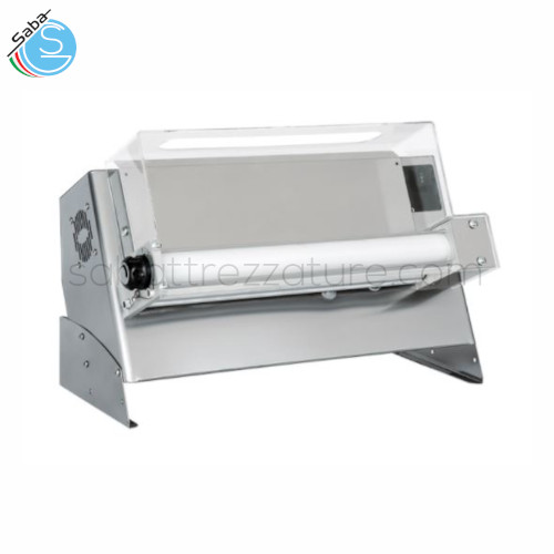 Stendipizza Dilaminatrice SGDMA500/1 - Peso pasta gr 210 ~ 700 - Diametro pizza cm 26 ~ 45 - Alimentazione Volt 230 - Potenza Kw 0,25 - Dimensioni macchina cm 65Lx34,5Px43H - Peso netto Kg 27