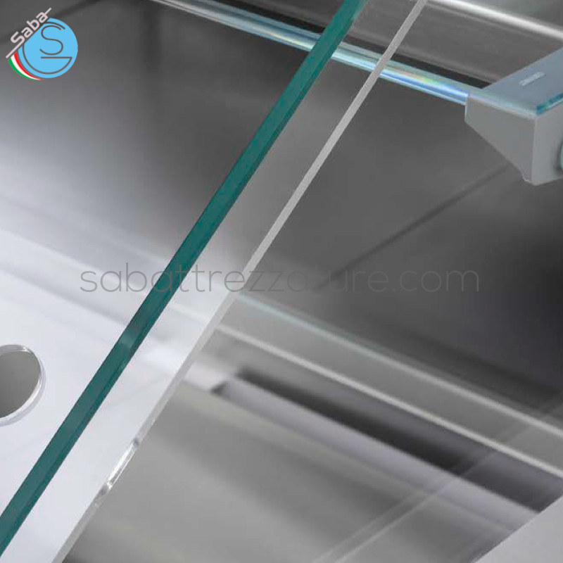 OFFERTA: Scorrevoli posteriori in plexiglass per ESPOSITORE REFRIGERATO/NEUTRO PUNTOK 2227 mm - Vetri Dritti + 2 mensole