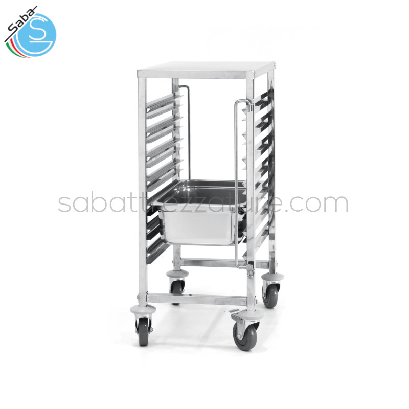 OFFERTA: Carrello portateglie 7 x GN 1/1 in acciaio inox - Misure (mm) 445x615x(H)945 - Peso netto (kg) 13,50