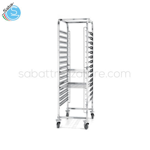 Carrello portateglie 15 x 600x400 - in acciaio inox - Misure (mm) 515x680x(H)1710 - Peso netto (kg) 19,82