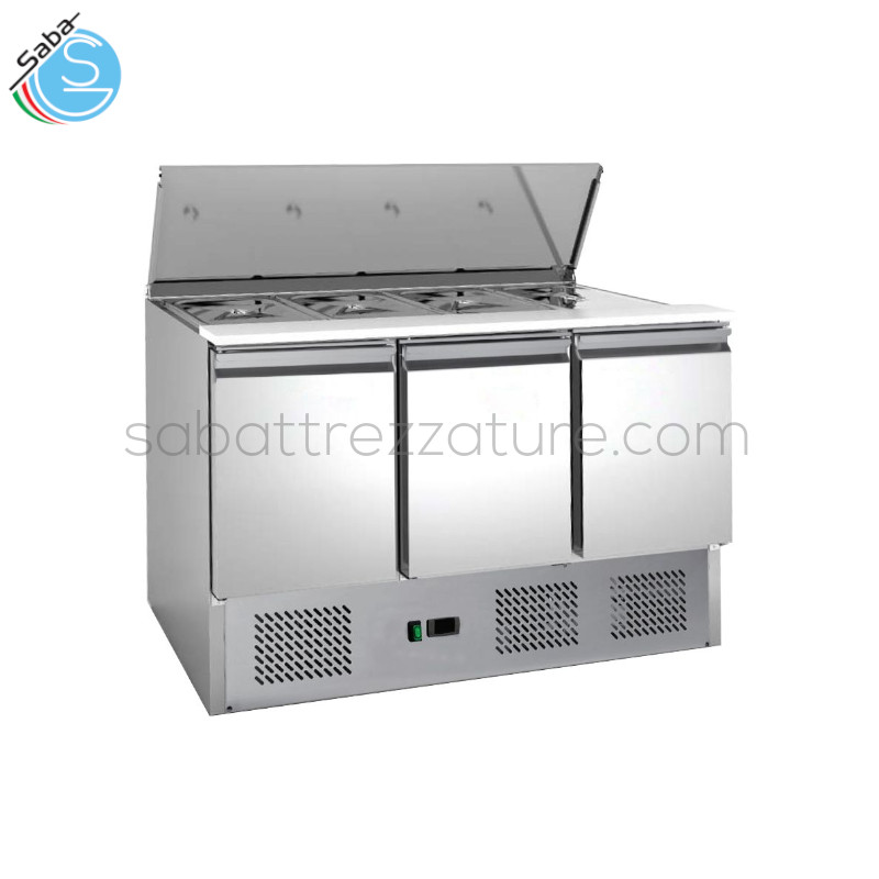 OFFERTA: Saladette refrigerata GN1/1 STATICA - Temperatura di lavoro +2°C/+8°C - Dimensioni esterne 1365 x 700 x 865(H) mm - Capacità (L) 4 x GN1/1 368 L - Assorbimento (W) 235 - Tensione 230V / 50Hz